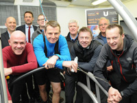 Colin Cooper, centre, with other fundraisers, including Mark Simpson, far right, Dean of the School of Social Sciences & Law. Link to View the pictures.