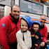 Dave Cammish and Neil Hopkins, from Cleveland Search and Rescue Team, with four-year-olds Tallulah Roberts and Max Brighton.