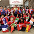 Assistant Headteacher Lynne Pritchard with the pupils from Abingdon Primary School.