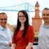 Teesside University academic Peter van der Graaf with Stephanie Mulrine and Stephen Bray, of Fabrick.