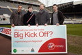 From left, Newcastle United player James Perch with Martin Davies and Albin Nilsen of Bloom Studio and Newcastle United player Mathieu Debuchy