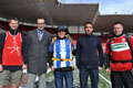 Left to Right: Colin Cooper, Dean of the School of Social Sciences & Law Mark Simpson, Jeff Stelling, research assistant Jonny Taylor and Craig Hignett.