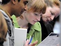Students receiving advice