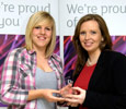 Hannah Marshall, Queen Elizabeth Sixth Form College with Kiersten Wasson, Business Manager, Northern Recruitment Group, sponsor of Hannah’s scholarship