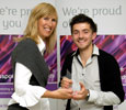 Daniel Goodchild, Carmel RC College, winner of Passport Pride Award for Psychology & Criminology with Liz Barnes, Dean, School of Social Sciences & Law (on behalf of Cleveland Police)