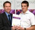 Rhys Thomas, Prior Pursglove College, winner of Passport Pride Award for Engineering with Dr David Birdsall, Johnson Matthey Catalysts