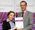Kayleigh Robinson, Prior Pursglove College, winner of Passport Pride Award for Law with Mark Simpson, Assistant Dean, School of Social Sciences & Law (on behalf of Dickinson Dees)