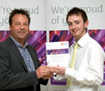 Steven Harrington, Middlesbrough College, winner of Passport Pride Award for Media & Journalism with Alan Dickinson, Gazette Media Company