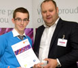 Mark Austwicke, Hartlepool College, winner of Passport Pride Award for Art & Design, Performing Arts & Music with Simon Brown, Calm Asylum