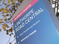 University of Teesside campus signpost