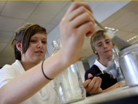 Hannah Coxon and James Robertson during one of the Chemistry At Work interactive sessions