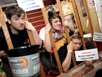 Click radio presenters Ben Harker, Lucy Reeves and Tom Anstiss during their 24 hour broadcast. Click radio presenters Ben Harker, Lucy Reeves and Tom Anstiss during their 24 hour broadcast.