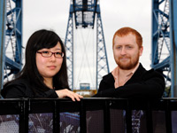 Xin Zhao and Florent Rubio at the Transporter Bridge