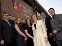 Pictured: (L-R) Alastair Thomson, Sophie McIntosh, Kiersten Wasson, Dr Rona Fairhead, Rob Johnson and Professor Michael Macaulay. Pictured: (L-R) Alastair Thomson, Sophie McIntosh, Kiersten Wasson, Dr Rona Fairhead, Rob Johnson and Professor Michael Macaulay.