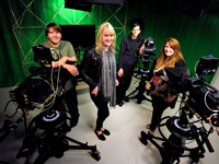 Matthew Hand, Sophie Hardbattle, Brian Train and Becki Pitman, who are among students involved in the broadcast. Matthew Hand, Sophie Hardbattle, Brian Train and Becki Pitman, who are among students involved in the broadcast.