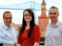 Teesside University academic Peter van der Graaf with Stephanie Mulrine and Stephen Bray, of Fabrick. Teesside University academic Peter van der Graaf with Stephanie Mulrine and Stephen Bray, of Fabrick.