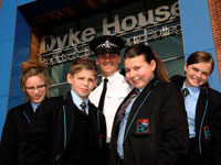 Lee Rukin at Dyke House School in Hartlepool (one of the schools he is working with) with children L-R Juliette Draper, Ryan Williams, Shona Willoughby & Jessica Harker, all age 13. Lee Rukin at Dyke House School in Hartlepool (one of the schools he is working with) with children L-R Juliette Draper, Ryan Williams, Shona Willoughby & Jessica Harker, all age 13.