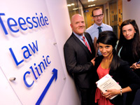 Law lecturer Andrew Perriman, left, with students Harri Singh and Helen Peebles and Mark Simpson, Dean of the University’s School of Social Sciences & Law Law lecturer Andrew Perriman, left, with students Harri Singh and Helen Peebles and Mark Simpson, Dean of the University’s School of Social Sciences & Law