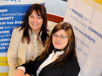 Teesside University academic Lesley Mulcahy with Holly Shea at UKISUG Teesside University academic Lesley Mulcahy with Holly Shea at UKISUG