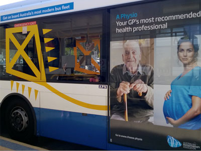 Picture taken by Victoria while in Australia of a marketing campaign promoting physiotherapy Picture taken by Victoria while in Australia of a marketing campaign promoting physiotherapy