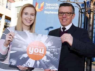 Graphic Design student Megan Howard with Chris Walker, Deputy Director, Student Recruitment & Marketing Graphic Design student Megan Howard with Chris Walker, Deputy Director, Student Recruitment & Marketing