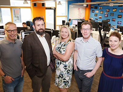 Left to right: Andy Wilkin, Sam Harrison, Sarah Thorpe, Dominic Lusardi, Claire Stockton. Left to right: Andy Wilkin, Sam Harrison, Sarah Thorpe, Dominic Lusardi, Claire Stockton.
