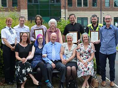 Senior Lecturer in Adult Nursing Matthew Van Loo pictured back row, second from left.. Link to Academic recognised for life-saving actions.