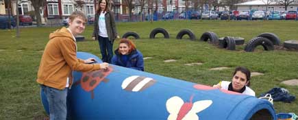 Volunteers at Breckon Hill Primary School.. Link to Volunteers get green to make a difference.