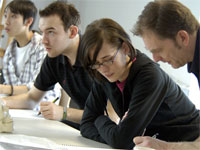 Students at work in the Athena Building
