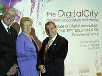 Professor Graham Henderson, Vice-Chancellor of the University of Teesside, Janice Webster, DigitalCity Project Director, Alan Clarke, Chief Executive of One NorthEast