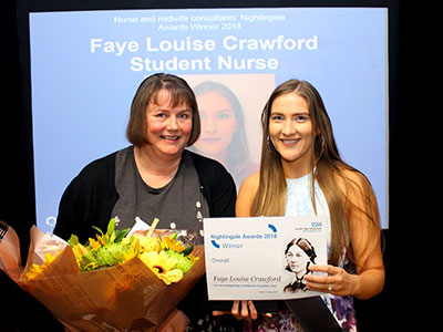 Faye Louise Crawford receives the Nightingale Award from Nurse Consultant
Wendy Anderson.
. Link to View the pictures.