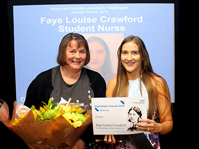 Faye Louise Crawford receives the Nightingale Award from Nurse Consultant
Wendy Anderson.
. Link to View the pictures.