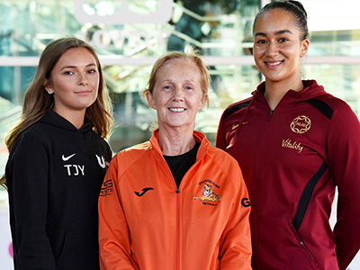 From left: Taylor Young, Teesside University netball team; Gel Williams, Grangetown Netball; Brie Grierson.. Link to View the pictures.