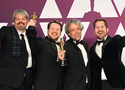 Oscar winners, from left, Ian Hunter, Tristan Myles, Paul Lambert, JD Schwalm