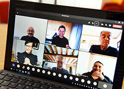 Architect and television presenter George Clarke pictured (top centre) during the online tutorial