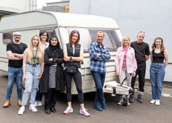 Robson Green with Interior Design students and staff