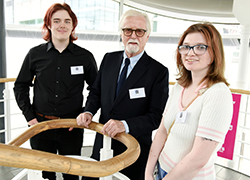Jack Simmons and Louise Strike, the first recipients of the Franc Roddam Scholarship, pictured with Franc Roddam