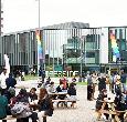 Teesside Calling students in Campus Heart with hello cards