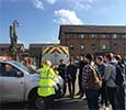 Looking at drilling equipment and rock core samples taken from ground investigations at our Middlesbrough campus