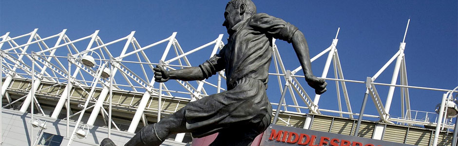 A statue outside the Riverside Stadium where our ba sports journalism students are able to get practical work experience. Sports journalism courses, sports journalism degree, sports journalism university