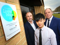 Finance Manager at Hodgson Sayers, Mike Wade with Managing Director, John Sayers. Centre: Graduate, Kin Ma Finance Manager at Hodgson Sayers, Mike Wade with Managing Director, John Sayers. Centre: Graduate, Kin Ma