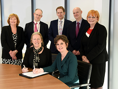 Sue Jacques, Professor Jane Turner OBE DL, Linda Nelson, Jeremy Cundall, Dr James Limb, Professor Simon Hodgson, Marion Grieves.
. Link to Improving health and wellbeing at the forefront of new partnership.