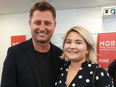 Sophie Whitaker with George Clarke. Sophie Whitaker with George Clarke.