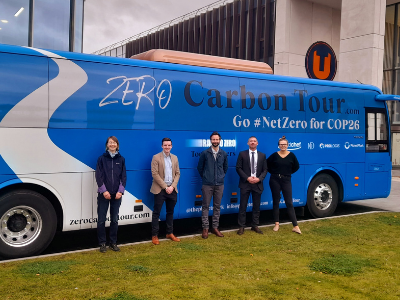 From left to right: Elizabeth Assmann (Planet Mark), Michael Thompson (Teesside University), Jonathan Withey (Planet Mark), Michael Short (Teesside University), Bridie Marshall (Planet Mark)
