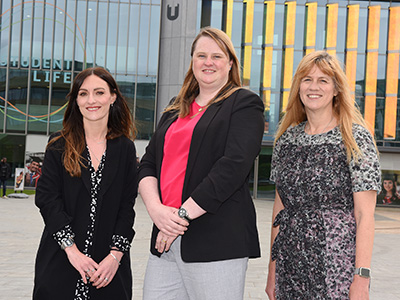 Left to right: Angela King (Head of Department for Law, Policing & Investigation, Teesside University); Erica Turner (Partner and Head of Commercial Property at Jacksons Law); and Emma Teare (Senior Lecturer in Law, Teesside University).. Link to Local law firm to invest in aspiring legal professionals at Teesside University.