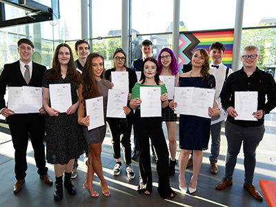 Winning students from Teesside University’s annual Journalism awards.. Link to Media students in the spotlight.