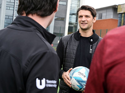 Former Middlesbrough Football Club player George Friend. Link to Former Boro fan favourite launches new scholarship at Teesside University to support talented footballers.
