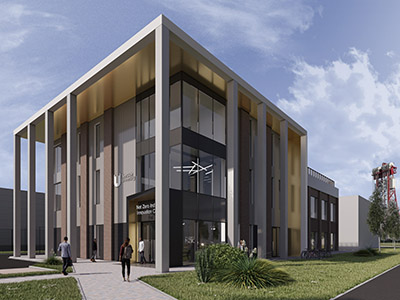 Net Zero Industry Innovation Centre - artists impression. Link to Teesside and Durham Universities embark on £11million project to support hydrogen innovation in the Tees Valley.