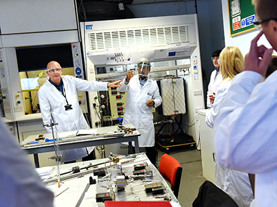 Simon Bradshaw, Project Manager of the Tees Valley Hydrogen Innovation Project, (left) and Dr Venkatesan Venkata Krishna, Senior Lecturer in Chemical Engineering (right), showcasing the project’s facilities. 