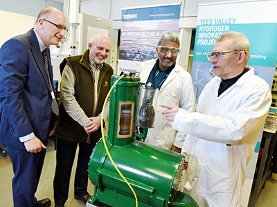 From left: Simon Bradshaw, TVHIP Project Manager; Rob Hutchinson, Director, Torvex; Dr Venkatesan Krishnan, Senior Lecturer in Chemical Engineering; Stewart Hudson, Director, Torvex. 